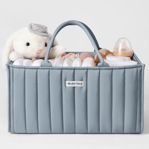 Blissful Diary Baby Diaper Caddy Organizer, Stylish Storage Basket for Newborn Essentials and Diaper Station, Gift for Baby Shower and Registry Must-Have, Dusty Blue - color: Dusty Blue