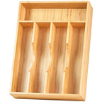 Umilife Bamboo Kitchen Drawer Organizer, 9 Inch Silverware Utensils Tray Holder for Small Drawer, Wood Caddy for Flatware Cutlery Knives - size: 9 x 13 inch (5 Slots)