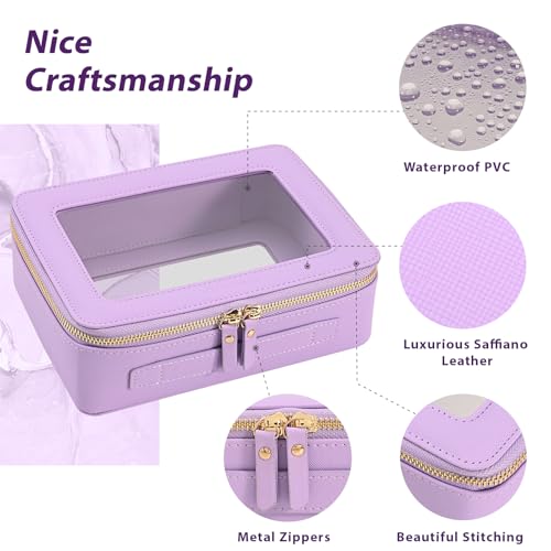 Aveniee Clear Makeup Bag Organizer,Large Travel Toiletry Bag for Women, Waterproof Cosmetic Pouch with Zippers,Car Organizers and Storage Case for Accessories,Lilac - color: Lilac, style: Large Glam