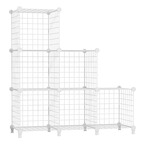AWTATOS Wire Cube Storage Organizer, Closet Organizers and Storage, Metal 6 Cube Storage Shelves Bookshelf, Portable Closet Clothes Organizer for Bedroom, Home, Office, White - color: White, size: 6 Cube(30x30cm)