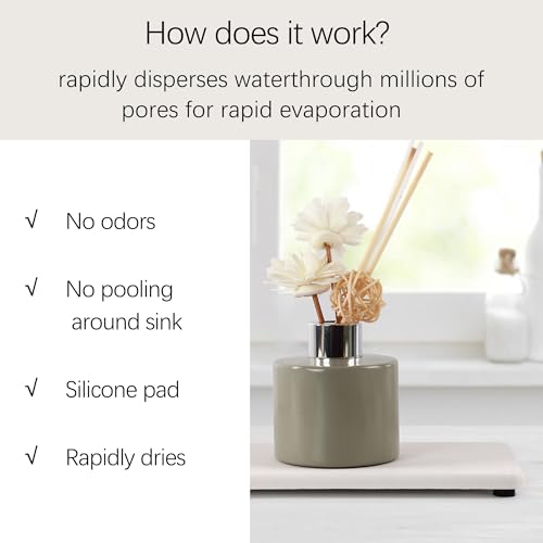 NiuYichee 2 Pcs Water Absorbing Stone Trays, Kitchen/Bathroom Sink Soap Dish, Diatomite Tray Used for Hand Soap & Cosmetic Bottles in The Modern Home, 4" W x 8.3" L, White - color: White, size: 8.3" x 4"