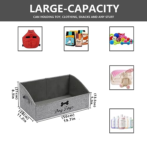 Morezi Linen-cotton blend dog toy basket and dog toy box, dog toy basket storage - Perfect for organizing pet toys, blankets, leashes, chew toys - Snow Grey - Dog - color: Dog Snow Grey