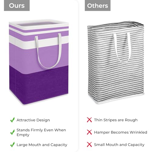 HomeHacks 2 Pack Large Laundry Baskets, Waterproof, Freestanding Laundry Hampers, Collapsible Clothes Hamper with Reinforced Handles in Laundry, College Dorm, Bathroom, Bedroom (Purple, 75Lx2) - color: Purple, size: 75L