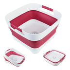 GIMWA 2.6 Gal(10L) Collapsible Camping Sink, Magenta Space-Saving Collapsible Dish Basin with Drain Plug for bottle washing, Collapsible Bucket for RV Essentials and Foot Soaking - color: Magenta