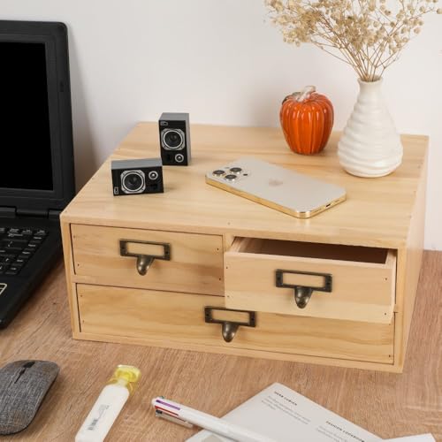 Wooden Storage Box Apothecary Drawers Vintage Wooden Box Wood Desktop Organizer Countertop Drawers Library Card Catalog Cabinet Apothecary Cabinet（WOOD 03） - color: WOOD03