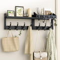 Evermagin 29" Coat Rack Wall Mount with Shelf, 4 in 1 Coat and Key Hanger with 11 Metal Hooks, Entryway Wall Mounted Shelf with Mail Holder for Living Room, Bedroom, Black - color: Black, size: 29 inch