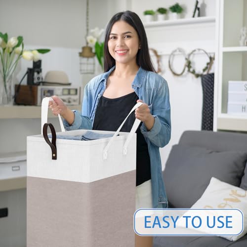 HomeHacks 75L Rolling Laundry Basket with Wheels, Collapsible & Waterproof Laundry Hamper, Mobile Clothes Hamper, Storage Laundry Bins with Handles for Laundry Room, Bedroom, Bathroom & Dor, Khaki - color: Khaki, size: 75L
