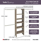 ClosetMaid SuiteSymphony Wood Closet Organizer Starter Kit with Tower and 3 Hang Rods, Shelves, Adjustable, Fits Spaces 5 – 10 ft. Wide, Natural Gray - style: Natural Gray Finish