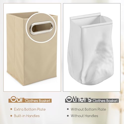 Giantex Tilt Out Laundry Hamper - Laundry Hamper Cabinet with 3 Tier Storage Shelves, Removable Laundry Basket, 51" Tall Freestanding Bamboo Tower Hamper Organizer for Bathroom Small Space