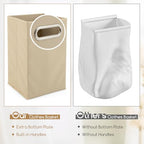 Giantex Tilt Out Laundry Hamper - Laundry Hamper Cabinet with 3 Tier Storage Shelves, Removable Laundry Basket, 51" Tall Freestanding Bamboo Tower Hamper Organizer for Bathroom Small Space