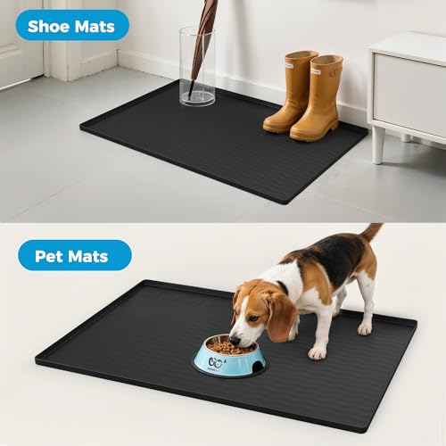 URMONA 22'' x 14'' Waterproof Silicone Under Sink Mat Cabinet and Counter Protector, Shelf Liner for Kitchen and Bathroom, Storage and Organizers, Litter Mat, Pet Cat Puppy Essentials(Brown) - color: Brown, size: 22"L x 14"W