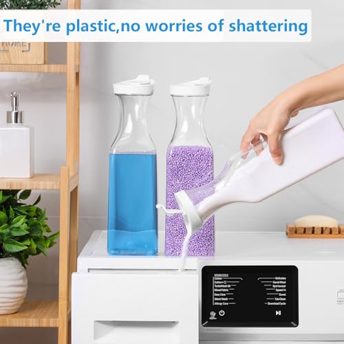 Laundry Detergent Dispenser,54oz Fabric Softener Dispenser,Plastic Liquid Laundry Detergent Container,Laundry Detergent Organizer for Laundry Room Organization with 4 Labels,White - color: White