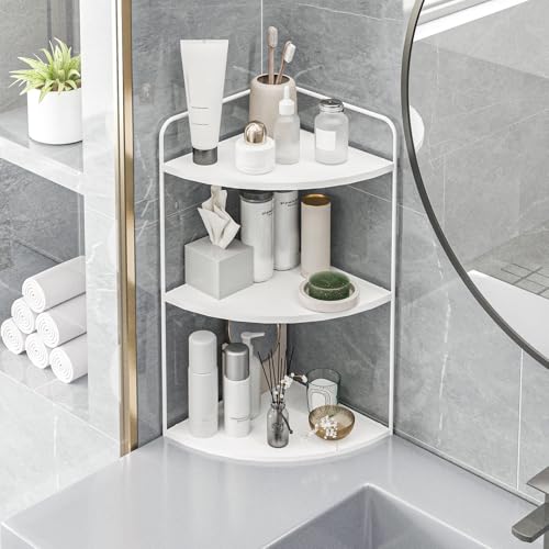 Forest Angle Bathroom Counter Organizer,Countertop Organizer,Vanity Organizers,Bathroom Storage,Bathroom Sink Caddy,Counter Shelf,Corner Counter,Corner Shelves(White) - color: White 3 Tier