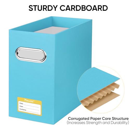 BALEINE File Organizer Box, Cardboard File Folder Organizer with Handle for Letter Size, Portable Collapsible Hanging Filing Box for Home Office Document Storage (2 Pack, Blue) - color: Blue, style: 2PK