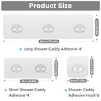 14 Pack Shower Caddy Adhesive Replacement, Transparent Strong Adhesive Hooks, No Drilling, Waterproof Wall Hooks for Shower Caddy, Bathroom Storage Shelves and Kitchen Racks - color: ‎4 Triple + 4 Double + 6 Single