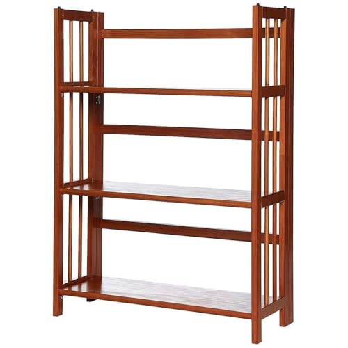 HomeStock 3-Shelf Stackable Folding Office Wood Furniture Bookcase, Contemporary Home and Office Furniture, Sturdy Wooden Shelving Storage Honey Oak/27.5 Inch - color: Honey Oak, size: 27 5 Inch