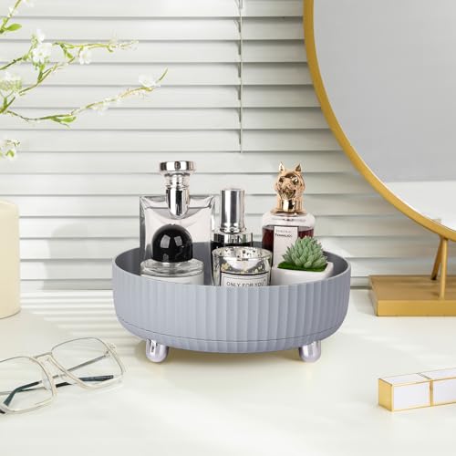 Anyoifax Makeup Perfume Organizer Tray 360 Degree Rotating Lazy Susan Skincare Lotion Organizer Spinning Cosmetics Storage for Dresser, Vanity, Bathroom Countertop, Small Grey - color: Gray, size: 9 "