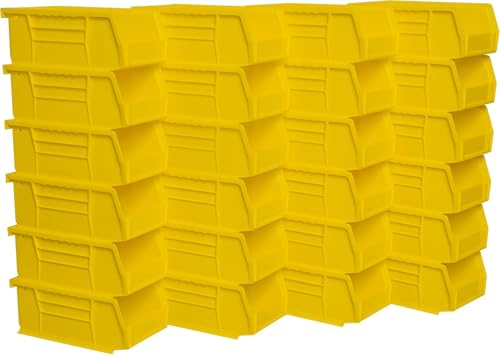 Akro-Mils 30220 AkroBins Plastic Storage Bins, Space-Saving Stackable Bins for Garage, Pantry, Craft Organization, 7" x 4" x 3", Yellow, 24-Pack - color: Yellow