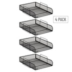 Mind Reader Stackable Paper Tray, Desktop Organizer, File Storage, Office, Metal Mesh, 10.5" L x 13.5" W x 11.25" H, 4 Pcs., Black - color: Classic Black