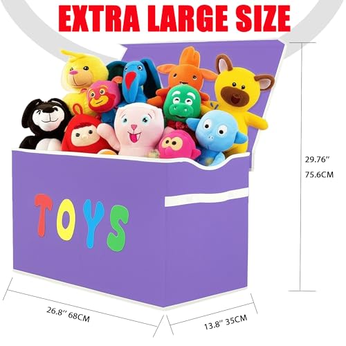 YOLOXO Toy Box Chest, Collapsible Sturdy Storage Bins with Lids, Extra Large Kids Toy Storage Organizer Boxes Bins Baskets for Kids, Boys, Girls, Nursery Room, Playroom, Closet (Classical Purple) - color: Classical Purple
