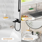 LEVERLOC Soap Holder Suction Cup for Shower, 2 Pack Bar Soap Dish Holder for Shower Wall Mounted NO-Drilling, Plastic Self Draining Removable Vacuum Suction for Bathroom Bathtub Sink - style: 2 tiers