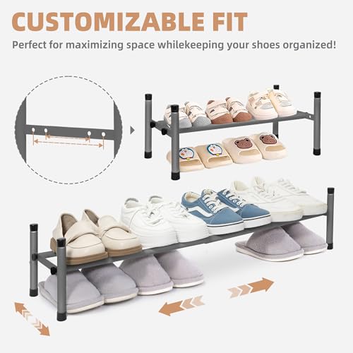 STORAGE MANIAC Expandable Shoe Rack, 4 Pairs Stackable Small Shoe Rack, Metal Adjustable Shoes Organizer for Closet, Entryway, Hallway, Garage, Front Door, Shoes Shelves, Black 1 Tier - color: Black, size: 1 Tier
