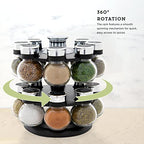 Kamenstein Ellington 16 Jar Revolving Spice Rack with Prefilled Spices - Rotating Chrome and Plastic Countertop Organizer with Sifter Caps and Labeled Lids - size: 16-Jar, style: 16-Jar Ellington