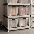 IRIS USA 54 QT Plastic Storage Box with Lid and Latches - 4 Pack - BPA-Free, Discreet Organizing Solution, Durable Nestable Stackable Containers, Secure Pull Handle - Pearl - size: 54 Qt, style: 4 Pack