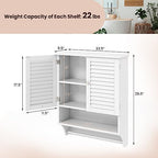 Tangkula Wall Mounted Bathroom Cabinet with Open Shelf & Bar, Medicine Cabinet with Double Louvered Doors, Wall Storage Cabinet with Adjustable Shelf, for Bathroom Living Room Kitchen (White) - color: White