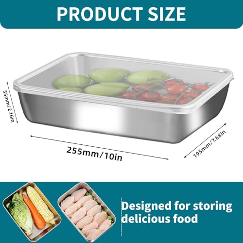 GIUOIDUO stainless steelFood Storage Containers setsstorage box with lidfreezer FrozenKitchen tray with lidOven plateSide dish plate Freezer & Dishwasher Safe - color: 3-Pack