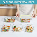 Vtopmart 8 Pack Glass Food Storage Containers with Airtight Lids, Glass Meal Prep Containers, Lunch Office Meal for Microwave, Oven, Freezer and Dishwasher, BPA Free - color: Yellow
