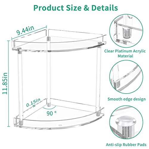 NPPLUS 2 Tier Acrylic Bathroom Counter Organizer, Clear Bathroom Countertop Corner Organizer, 2-Tier Corner Storage Shelf Vanity Trays, Home Storage Holder for Makeup Cosmetics Perfume Organizer - style: Fan-shaped