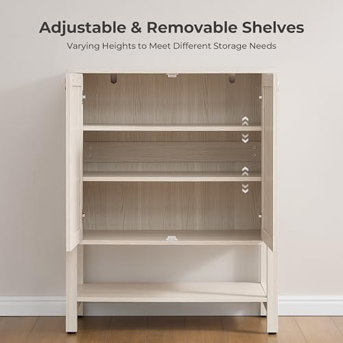 SICOTAS Shoe Cabinet with Storage - 3 Pieces Farmhouse Shoe Organizer with Rattan Doors & Shelves, 5 Tier Free Standing Shoe Rack Storage Cabinet for Entryway, Living Room, Closet (White Cream Oak) - color: White Cream Oak, size: 3 Pieces
