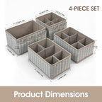 VERONLY Cosmetic Storage Bins Makeup Organizer, Adjustable Multifunction Storage Box Desk Drawer Divider for Makeup Brushes, Bathroom Countertop or Dresser, Set of 4 (Grey) - style: Tree Branch Pattern 4PC