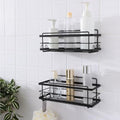 KINCMAX Iron Shower Caddies - Self Adhesive Bathroom Shelves for Showers - Wall Organizer Shampoo Holder Shelf - Peel and Stick On Caddy Bath Tub Rack - Pack of 2 Holders - Black - style: 2-Pc Caddies - Straight, Black