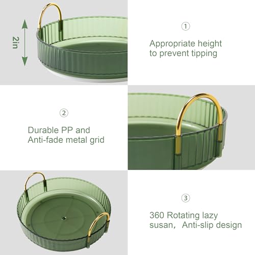 YCIA&DONE 360 Rotating Makeup Organizer and Storage for Vanity Countertop 3 Tiers, High Capacity Cosmetic Skincare Perfume Organizers for Dresser Bathroom Lazy Susan (Vintage Green) - color: Vintage Green, size: 9" (3 Tiers)