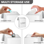 Calindiana Modern Farmhouse Metal Magnetic Lint Bin with Lid and Laundry Room Organization and Storage Wall Mount Space Saving Washer and Dryer Trash Can (White (LINT Brush Set)) - color: WHITE (LINT BRUSH SET)