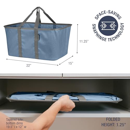 CleverMade Collapsible Laundry Tote 2-Pack (50L) – Foldable Carry-All Storage Bin for Laundry, Car Trunk, RV, Dorm & Home Organization - Denim - color: Denim Gray