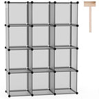 C&AHOME Cube Storage Organizer, 12-Cube Shelves Units, Closet Cabinet, DIY Plastic Modular Book Shelf, Ideal for Bedroom, Living Room, Office, 36.6" L x 12.4" W x 48.4" H Grey UPCS12G - color: Grey