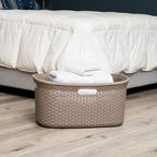 Mind Reader 40L Laundry Basket, Clothes Hamper, Wicker Design, Plastic, 23"L x 14.5"W x 11"H, Set of 2, Tan - color: Tan