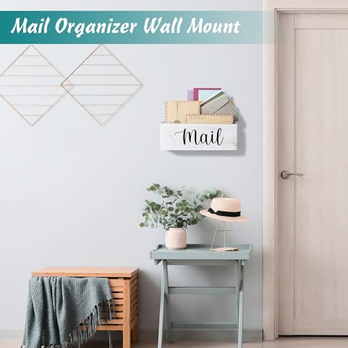 DRASTAR Mail Organizer Countertop, Mail Holder Wall Mount, Retro White Mail Sorter Organizer, Envelope Holder for Home Office - color: Retro White, size: 2 Slots