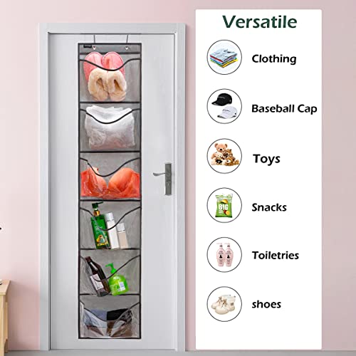 Extra Large Pockets Shoe Organizer for Closet Over The Narrow Door Hanging Shoe Holder Storage (6 Large Pockets-Grey) - color: 6 Large Pockets-Grey