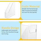 2 Pack Clear Magazine File Holder, PET Magazine Shelf Desk Book Organizer Vertical Binder Storage Case for Home School Office Table Organization Supplies