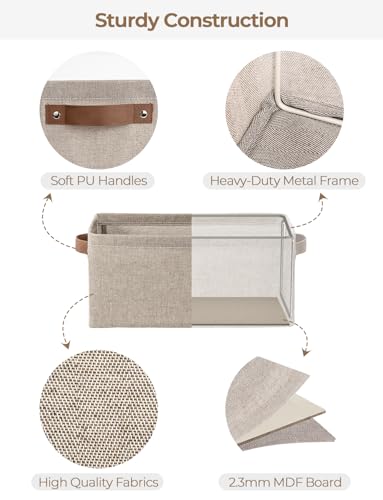 StorageWorks Narrow Storage Bins, Small Basket for Closet and Shelves, Rectangular Fabric Organizer with Handles, Toilet Paper Storage, Brown and Beige, 2-Pack - color: Brown and Beige, size: 15"L x 7¾"W x 7¼"H
