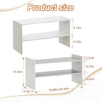 X-cosrack 2-Tier Shoe Rack Organizer for Closet, Expandable and Adjustable White Shoe Rack, Stackable Iron Wood Combination Shoe Storage Shelves for Closets, Entryway, Small Space, Hallway, Garage - size: 1 Pack 2 Tier