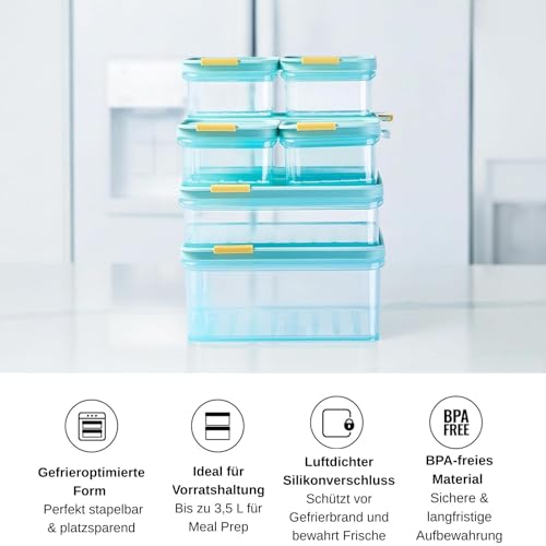 LocknLock Freezer Fit Plastic Freezer Containers | Airtight Stackable Food Storage for Meal Prep | Microwave & Dishwasher Safe | BPA Free Freezer Container with Lid, 3.5L - size: 3500ml