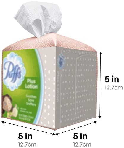 Carrotez Tissue Box Cover, [Refined] Modern PU Leather Square Tissue Box Holder - Decorative Holder/Organizer for Bathroom Vanity Countertop, Night Stands, Office Desk & Car 5"X5"X5" - Rose Pink - color: Rose Pink, size: [Square]