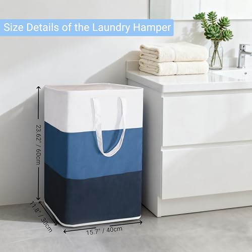 Stylish Freestanding Laundry Hamper with Portable Handles,72L Foldable Laundry Basket with Waterproof Liner,Bathroom Dirty Clothes Hamper,Multi-purpose Storage Bag Space-saving for Home,Dorm,RV(Blue) - color: Blue