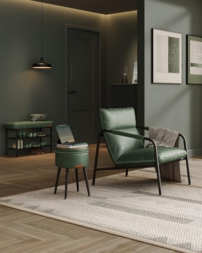 VASAGLE EKHO Collection - Shoe Rack Bench, Storage Bench for Entryway, Synthetic Leather with Stitching, Mid-Century Modern, Loads 300 lb, 11.8 x 31.5 x 19.7 Inches, Forest Green ULSB054C01 - color: Forest Green, size: 31.5"W