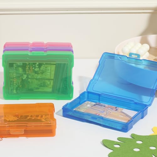 novelinks 6 Pack 4”x6” Photo Storage Boxes – Multi-Colored Plastic Organizer Cases with Lids – Picture Storage Containers for Photos, Crafts, Cards & Scrapbooking (Color 1Pack) - color: Multi-colored